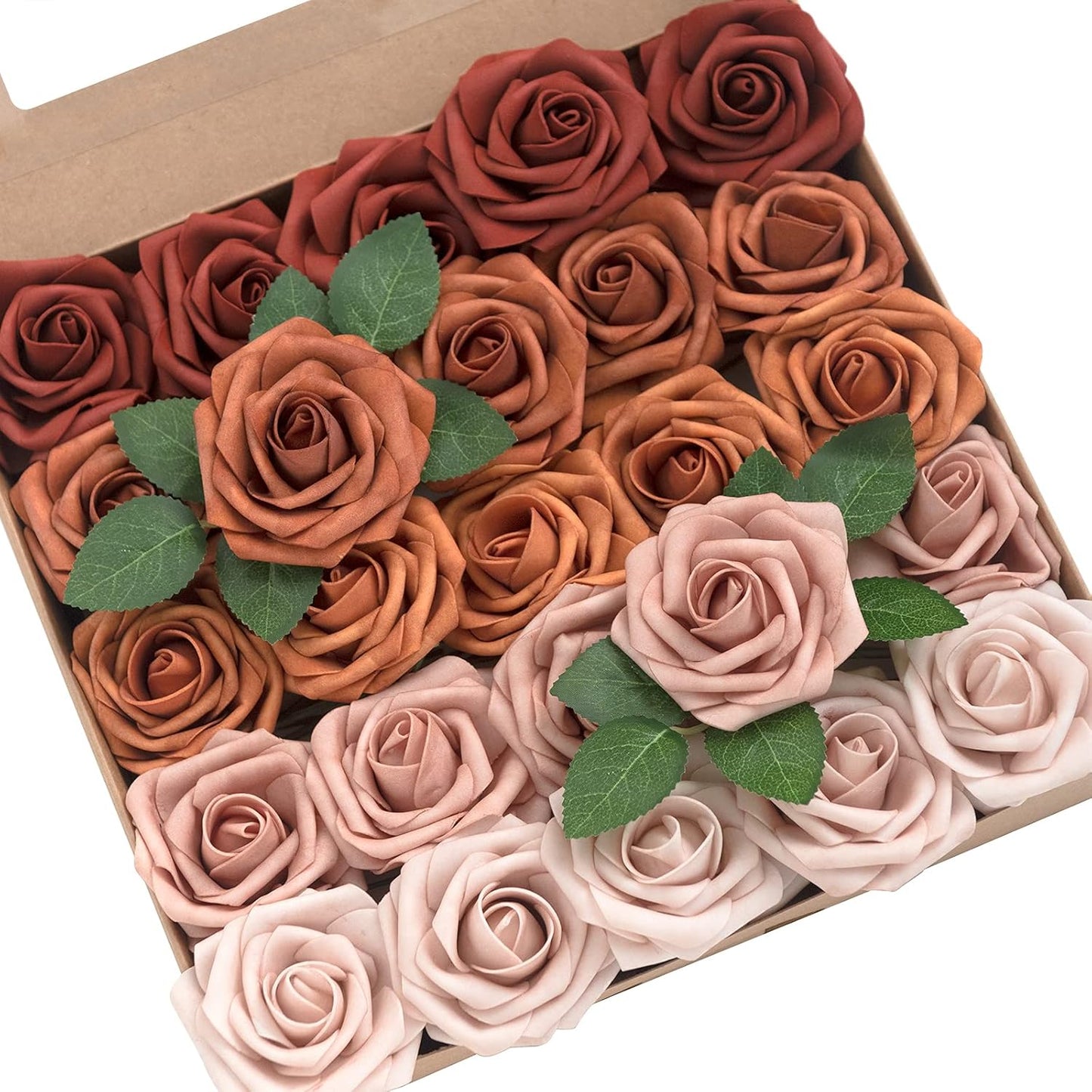 Artificial Flowers, 25Pcs 3" Roses in Emerald Green Shades, Realistic DIY Foam Floral Fill for Wedding Bouquets/Centerpieces, Outdoor Party Backdrops, Room/Table, Garden/Pot Decorations