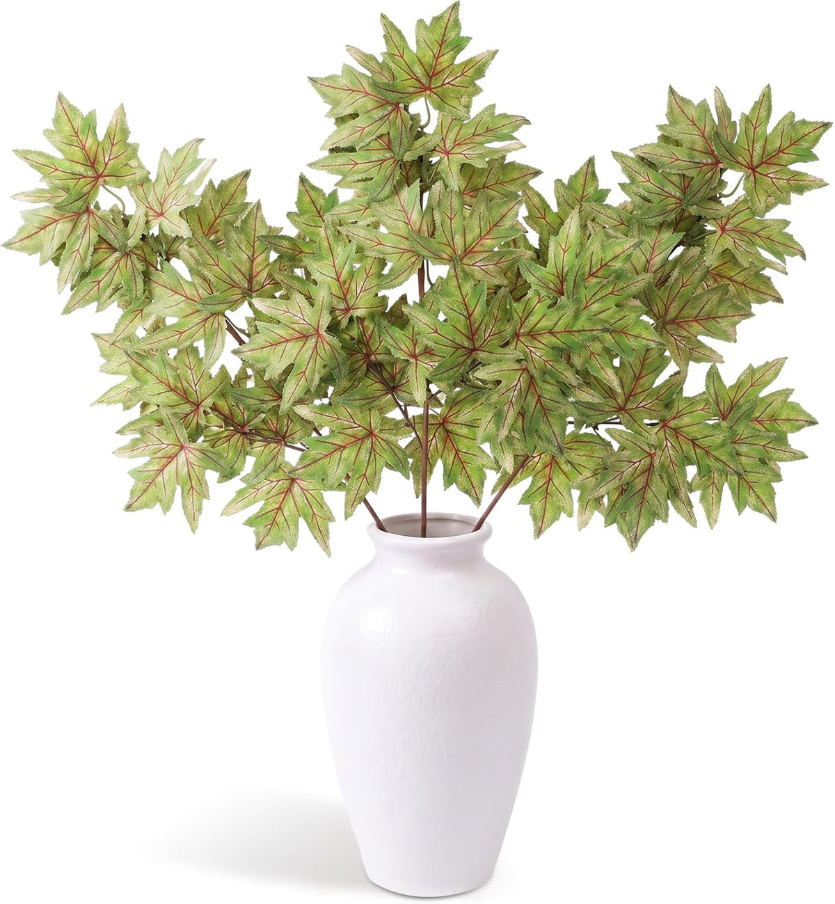 32in 3 Pcs Artificial Fall Maple Leaves Branches Faux Fake Fall Leaf Stems