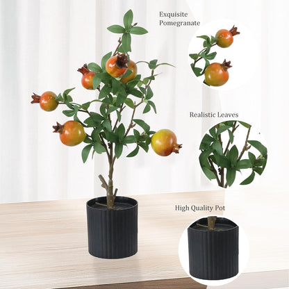 Artificial Pomegranate Cherry Plant, Realistic Fruit Tree Branch with Black Pot, 19 Inch Height, 4 Inch Base, Home Decor (1)