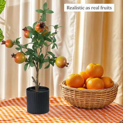 Artificial Pomegranate Cherry Plant, Realistic Fruit Tree Branch with Black Pot, 19 Inch Height, 4 Inch Base, Home Decor (1)