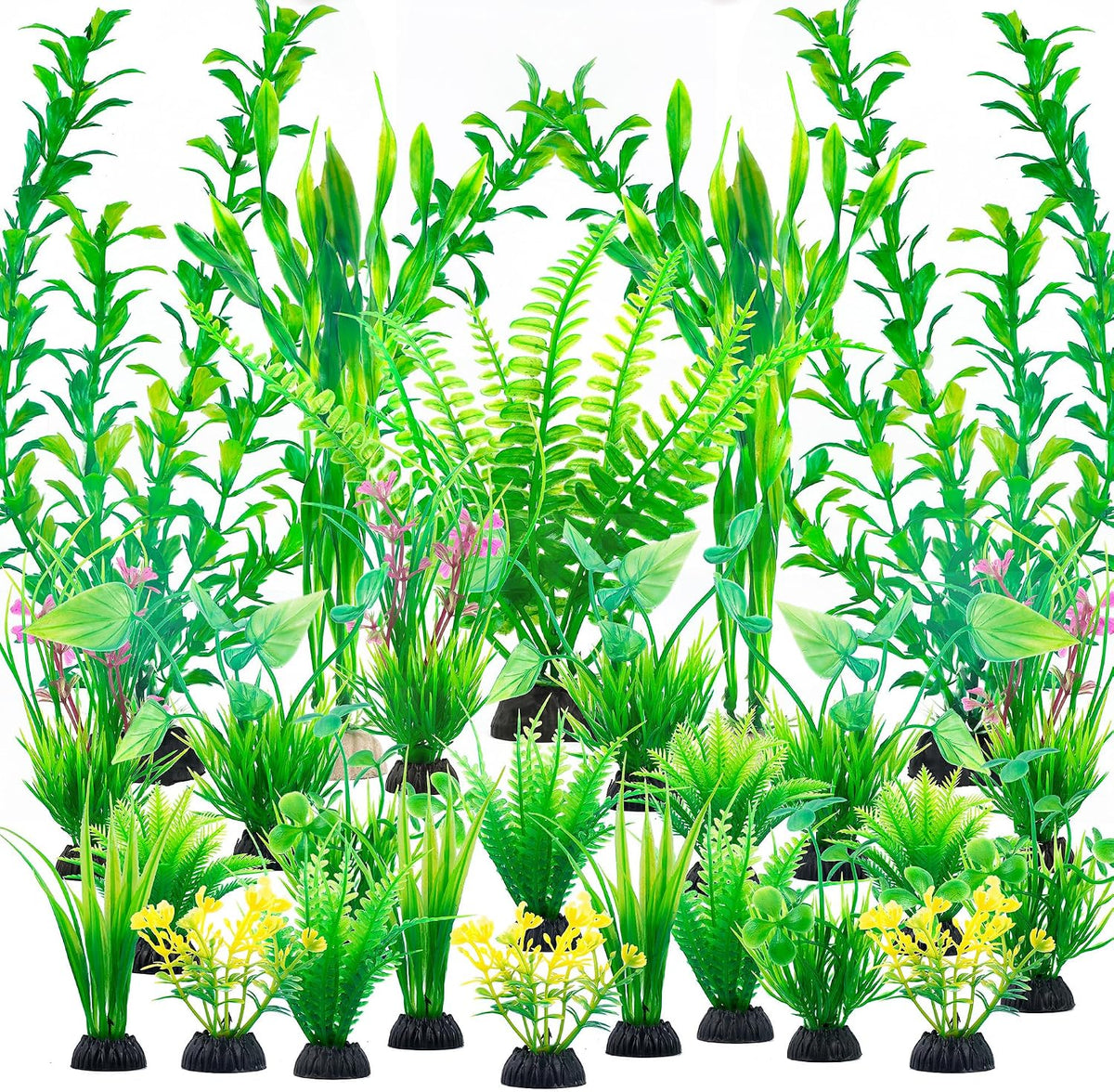 Aquarium Artificial Plastic Plants Large Fish Tank Decor, 26PCS