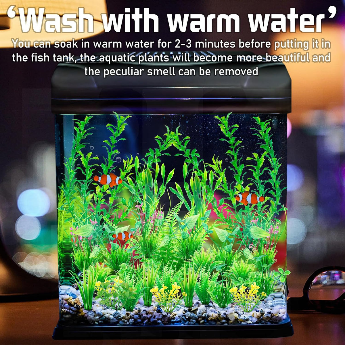 Aquarium Artificial Plastic Plants Large Fish Tank Decor, 26PCS