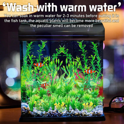 Aquarium Artificial Plastic Plants Large Fish Tank Decor, 26PCS