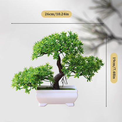 Artificial Bonsai Tree, Bonsai Tree with Non-Slip Base, 10x7 Inch Realistic Plants, Home Decor for Table, Office, Shelf, Bedroom, Living Room, Farmhouse