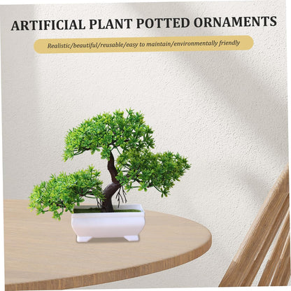 Artificial Bonsai Tree, Bonsai Tree with Non-Slip Base, 10x7 Inch Realistic Plants, Home Decor for Table, Office, Shelf, Bedroom, Living Room, Farmhouse