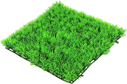 1 PCS Artificial Aquarium Grass Mat, 10"x10" Plastic Lawn & Landscape Decor for Freshwater Saltwater Tropical Fish Tank, Green Plants Ornament