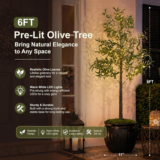 6FT Lighted White Magnolia Tree 120 LED Artificial Flowers Tree with Lights for Decor Inside and Outside Home Patio Wedding Festival Christmas Decoration Warm White