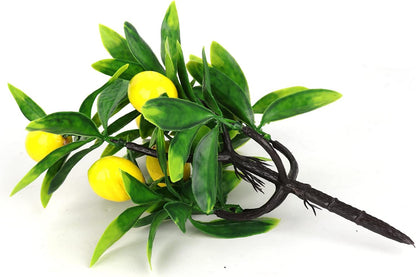 2 Pcs Artificial Lemon Tree Plant Decor, 9.45In Fake Green Pot Plants Flowers Ornaments Mini Potted Fruit Stems Decor in for Home Office Decorations, 3.78 x 9.45inch
