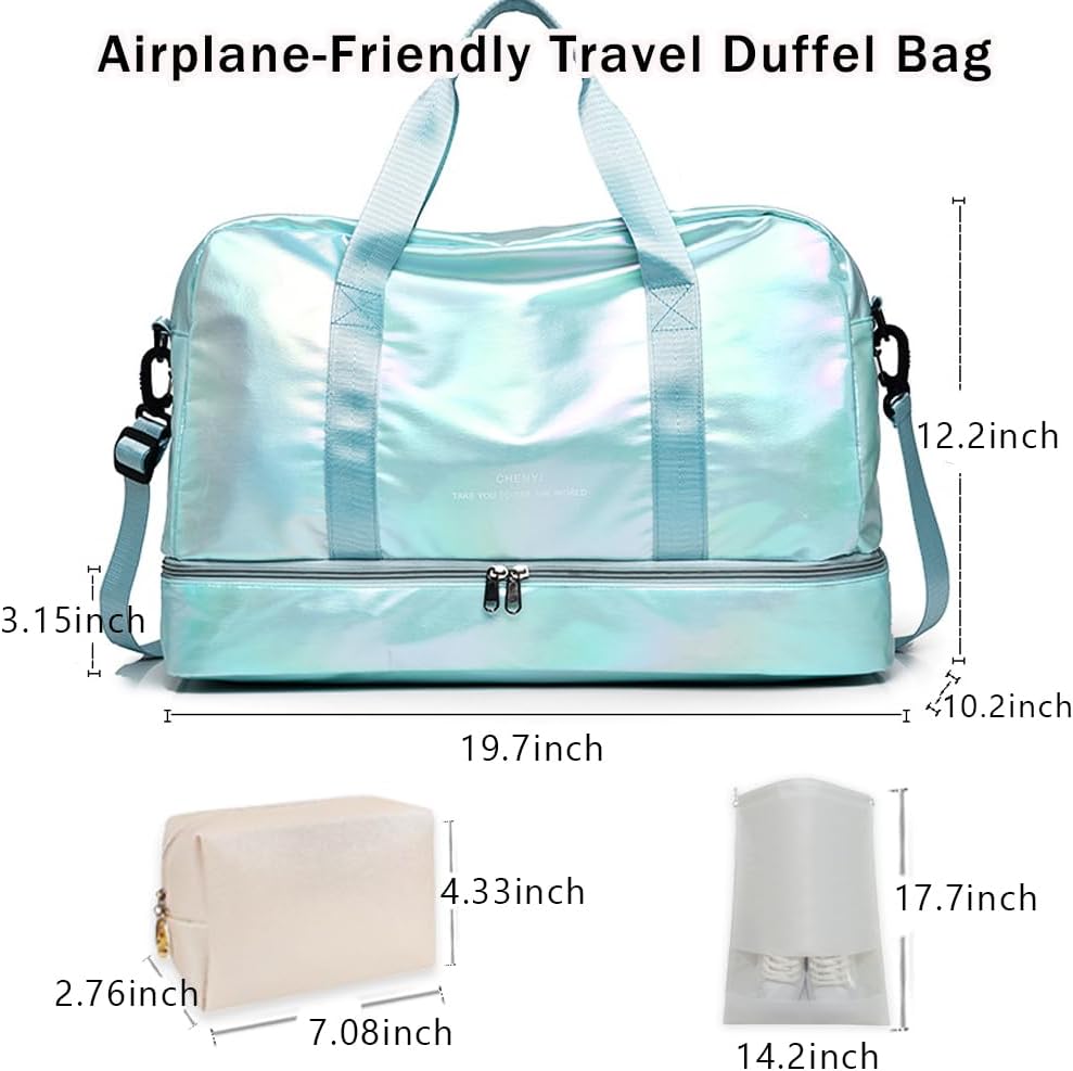 Gym Bag for Women Sports Travel Duffel Bag with Toiletry Bag Weekender Overnight Carry On Bag with Shoes Compartment Wet Pocket for Girls Yoga Workout Swim Bags Yellow