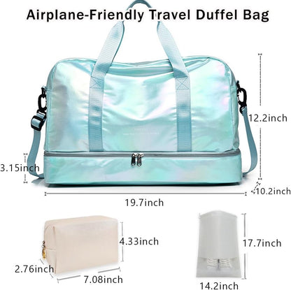 Gym Bag for Women Sports Travel Duffel Bag with Toiletry Bag Weekender Overnight Carry On Bag with Shoes Compartment Wet Pocket for Girls Yoga Workout Swim Bags Yellow