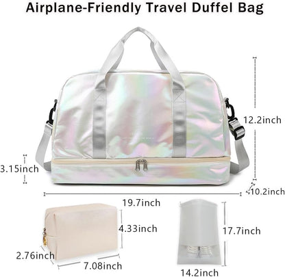 Gym Bag for Women Sports Travel Duffel Bag with Toiletry Bag Weekender Overnight Carry On Bag with Shoes Compartment Wet Pocket for Girls Yoga Workout Swim Bags Yellow