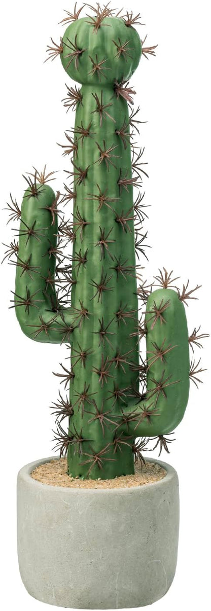 MyGift 16 Inch Faux Saguaro Cactus Plant Cement Planter Southwest Decor