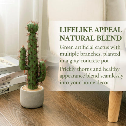 MyGift 16 Inch Faux Saguaro Cactus Plant Cement Planter Southwest Decor