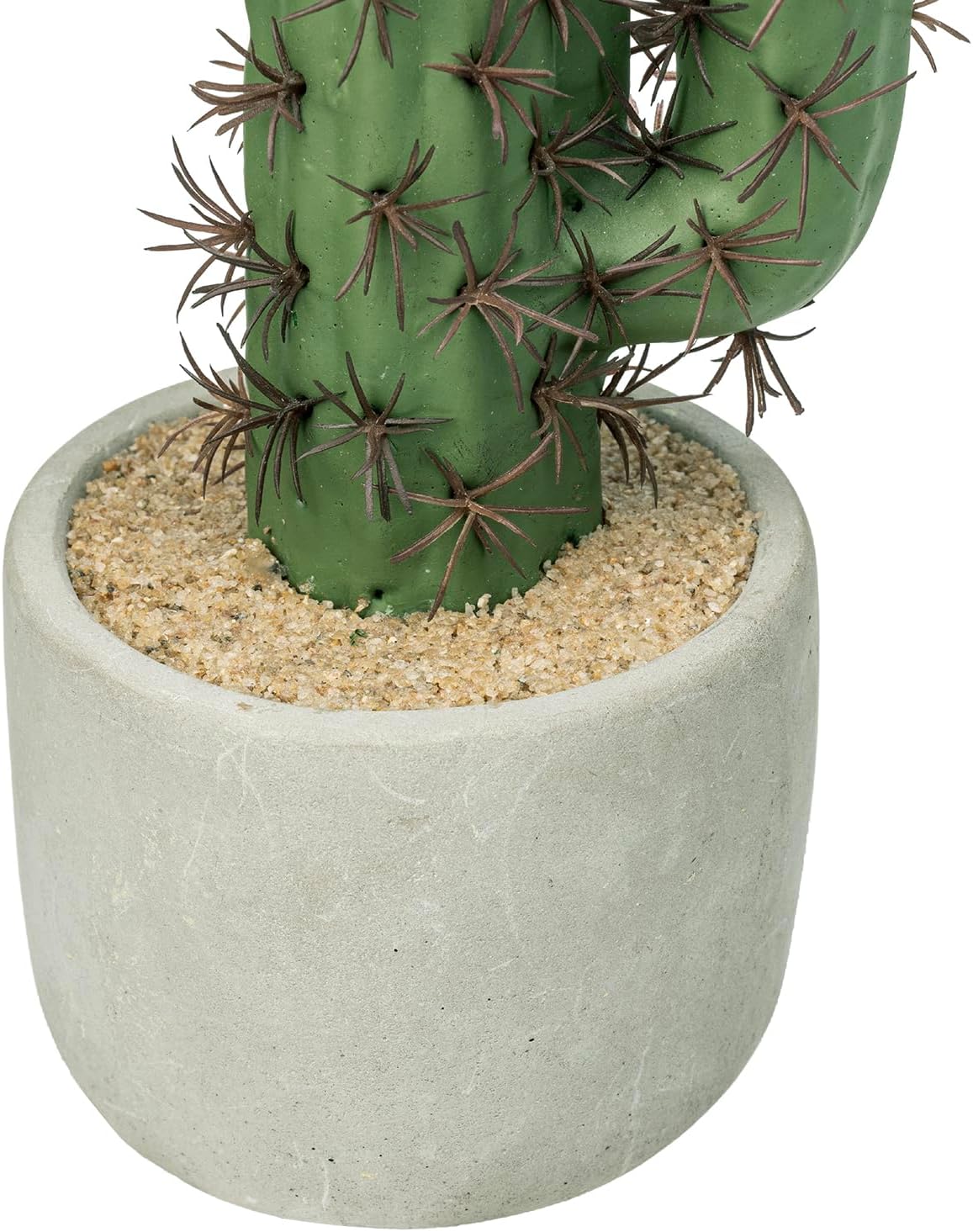 MyGift 16 Inch Faux Saguaro Cactus Plant Cement Planter Southwest Decor