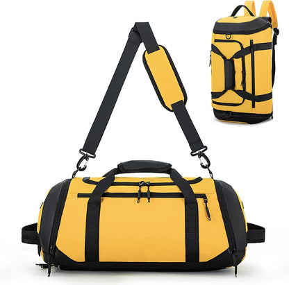 Gym Duffle Bags Gym Bag for Men Travel Duffle Bag With Shoe Compartment Wet Pocket Sports Duffle Bag Weekender Overnight Backpack (Yellow)
