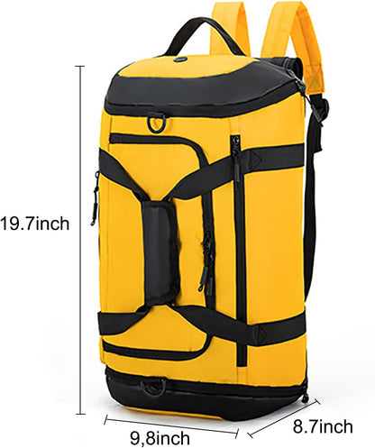 Gym Duffle Bags Gym Bag for Men Travel Duffle Bag With Shoe Compartment Wet Pocket Sports Duffle Bag Weekender Overnight Backpack (Yellow)