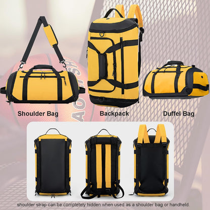 Gym Duffle Bags Gym Bag for Men Travel Duffle Bag With Shoe Compartment Wet Pocket Sports Duffle Bag Weekender Overnight Backpack (Yellow)