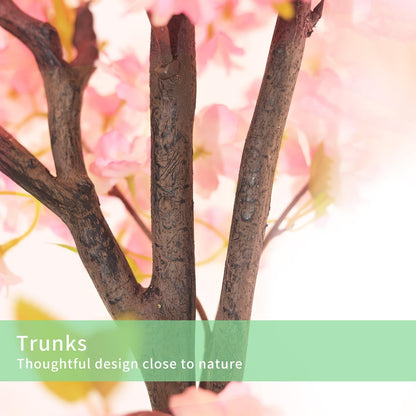 Artificial Cherry Blossom Tree 6FT Fall Decor Cherry Blossom Decor Fake Tree - Pink Tree: Realistic Sakura Flowers Pink Plant, Lifelike Silk Faux Tree for Home Living Room Office Indoor Outdoor Decor