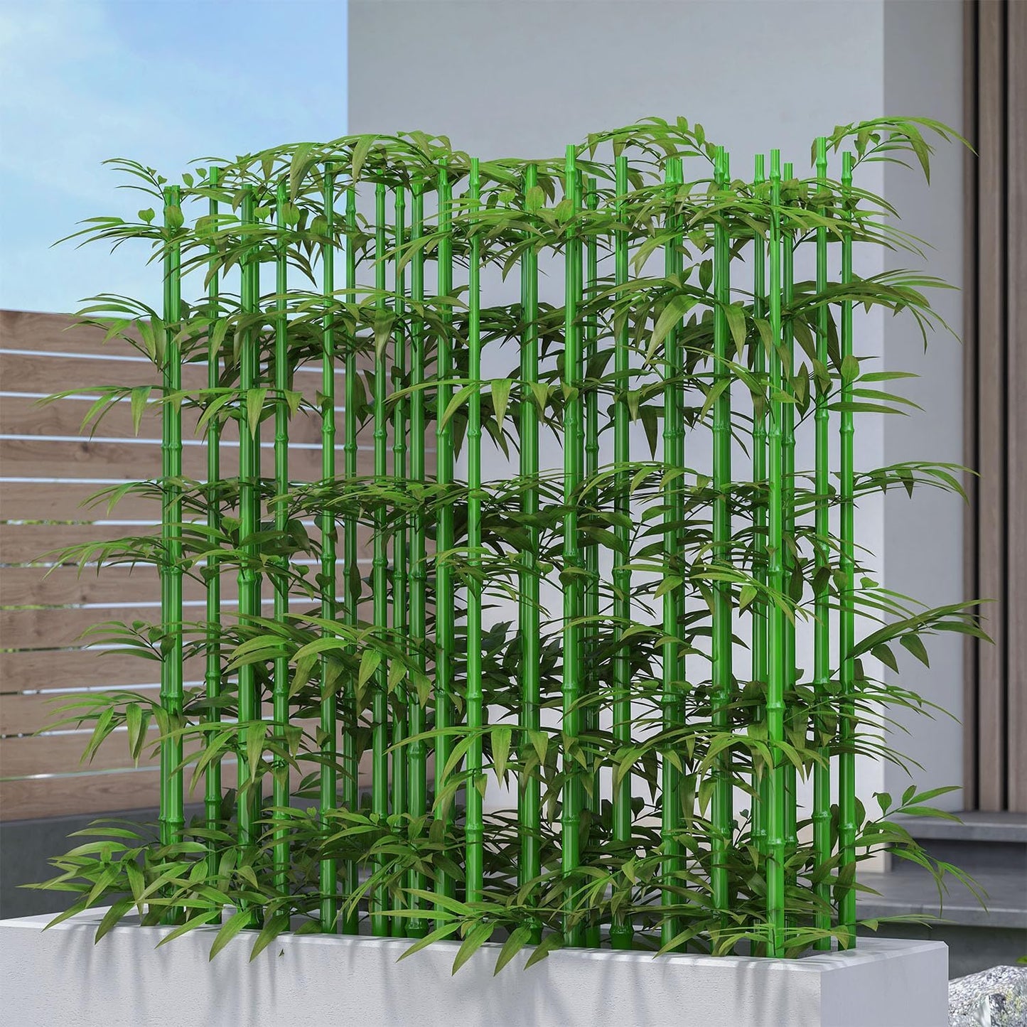 Artificial Bamboo Tree 5ft Fake Bamboo Privacy Screen Plants 10Pack | Fake Bamboo Plants with Silk Leaves for Garden Fence Courtyard Patio Decoration Divider Home Privacy Screening