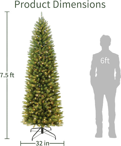 7.5ft Pre-Lit Fraser Fir Pencil Christmas Tree