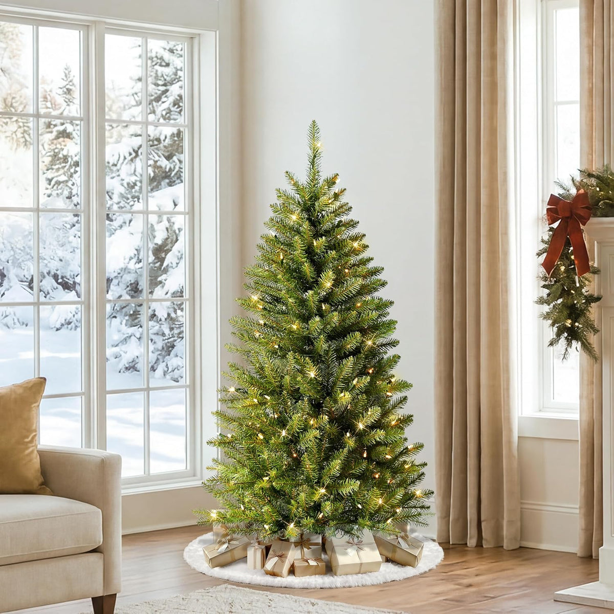 7.5ft Pre-Lit Fraser Fir Pencil Christmas Tree