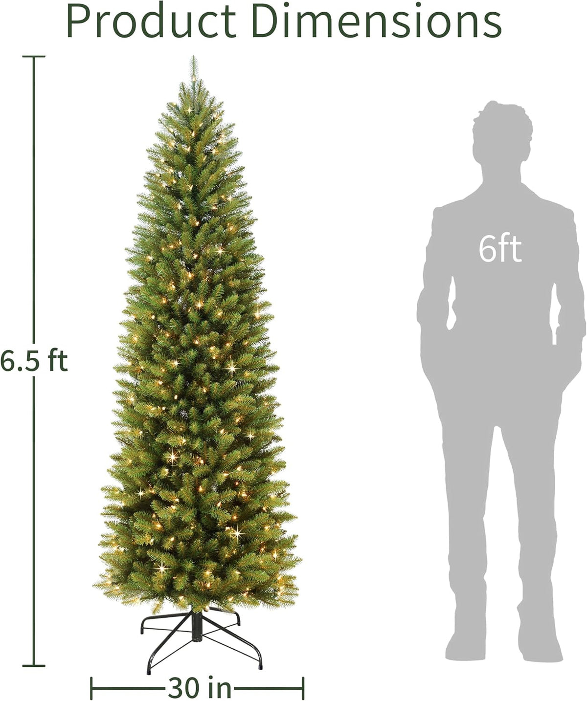 7.5ft Pre-Lit Fraser Fir Pencil Christmas Tree