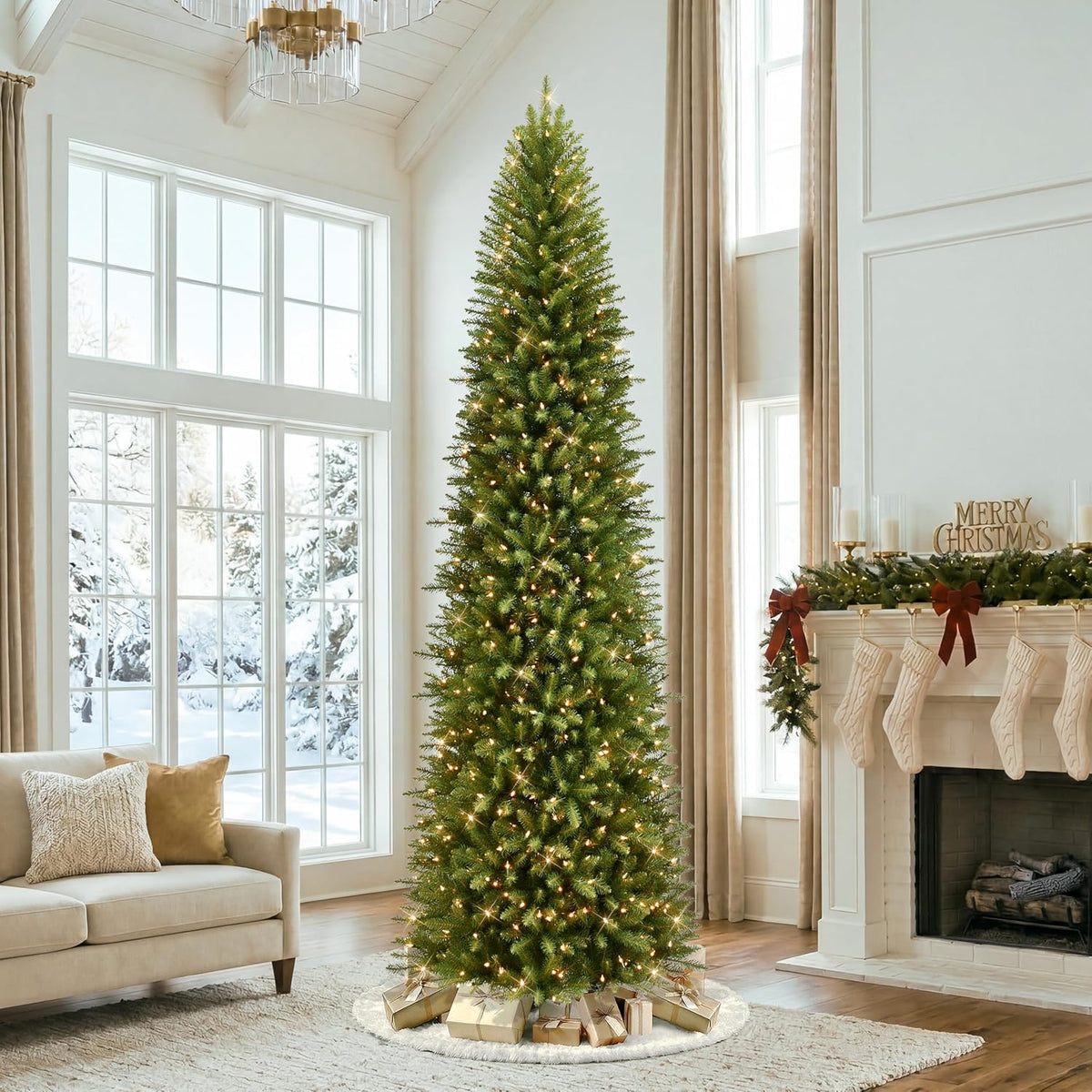 7.5ft Pre-Lit Fraser Fir Pencil Christmas Tree