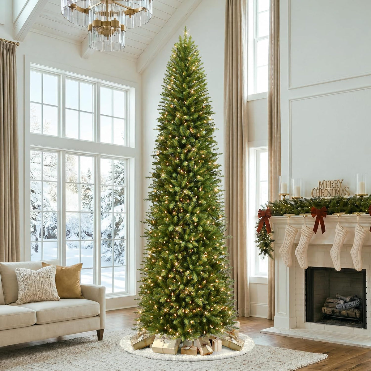 7.5ft Pre-Lit Fraser Fir Pencil Christmas Tree