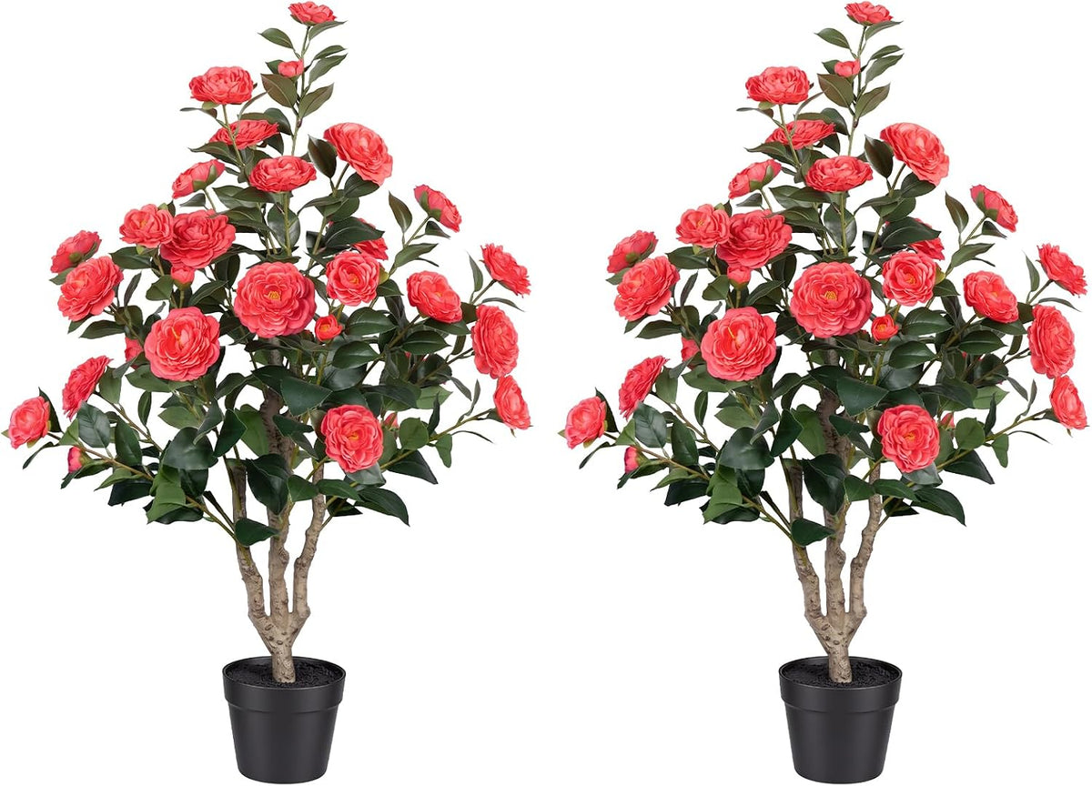 Rubber Tree 4.6 FT Artificial Magnolia Tree in Planter Pot, Faux Plants Indoor Faux Floor Plant Artificial Plants with 7 Pcs Calla Lily Flowers for Home Office Living Room Decor Indoor