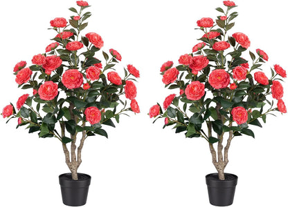 Rubber Tree 4.6 FT Artificial Magnolia Tree in Planter Pot, Faux Plants Indoor Faux Floor Plant Artificial Plants with 7 Pcs Calla Lily Flowers for Home Office Living Room Decor Indoor