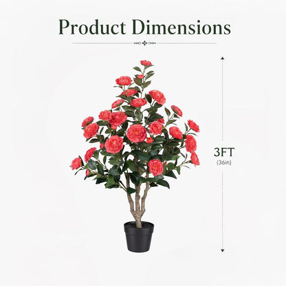 Rubber Tree 4.6 FT Artificial Magnolia Tree in Planter Pot, Faux Plants Indoor Faux Floor Plant Artificial Plants with 7 Pcs Calla Lily Flowers for Home Office Living Room Decor Indoor