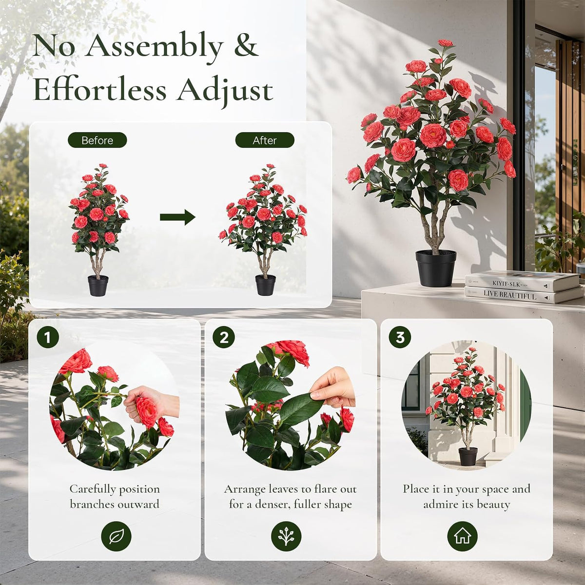 Rubber Tree 4.6 FT Artificial Magnolia Tree in Planter Pot, Faux Plants Indoor Faux Floor Plant Artificial Plants with 7 Pcs Calla Lily Flowers for Home Office Living Room Decor Indoor