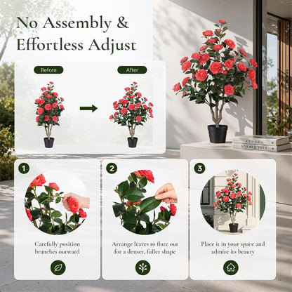 Rubber Tree 4.6 FT Artificial Magnolia Tree in Planter Pot, Faux Plants Indoor Faux Floor Plant Artificial Plants with 7 Pcs Calla Lily Flowers for Home Office Living Room Decor Indoor