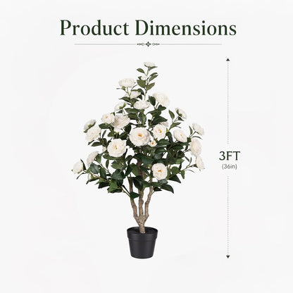 Rubber Tree 4.6 FT Artificial Magnolia Tree in Planter Pot, Faux Plants Indoor Faux Floor Plant Artificial Plants with 7 Pcs Calla Lily Flowers for Home Office Living Room Decor Indoor