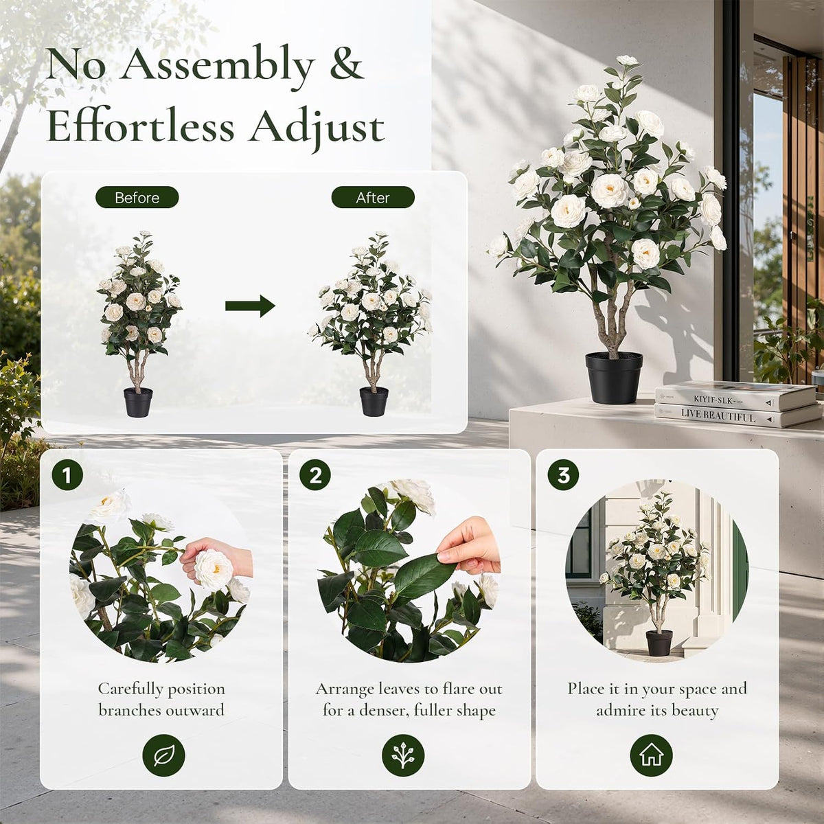 Rubber Tree 4.6 FT Artificial Magnolia Tree in Planter Pot, Faux Plants Indoor Faux Floor Plant Artificial Plants with 7 Pcs Calla Lily Flowers for Home Office Living Room Decor Indoor