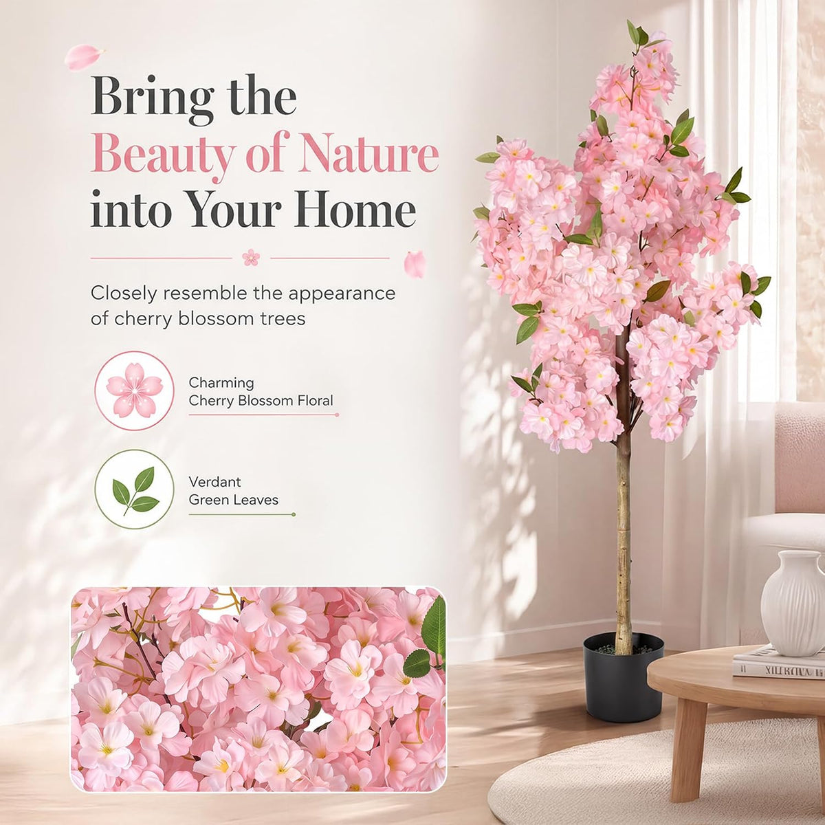 Rubber Tree 4.6 FT Artificial Magnolia Tree in Planter Pot, Faux Plants Indoor Faux Floor Plant Artificial Plants with 7 Pcs Calla Lily Flowers for Home Office Living Room Decor Indoor