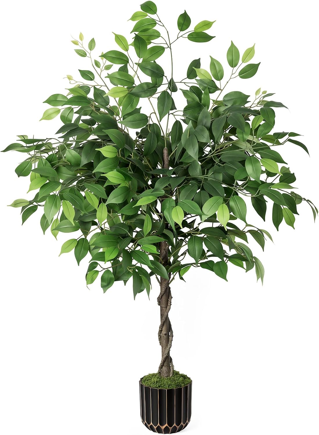 Rubber Tree 4.6 FT Artificial Magnolia Tree in Planter Pot, Faux Plants Indoor Faux Floor Plant Artificial Plants with 7 Pcs Calla Lily Flowers for Home Office Living Room Decor Indoor