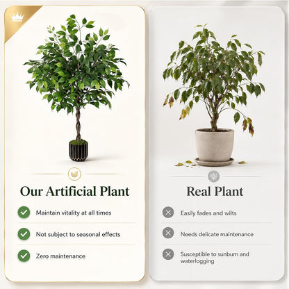 Rubber Tree 4.6 FT Artificial Magnolia Tree in Planter Pot, Faux Plants Indoor Faux Floor Plant Artificial Plants with 7 Pcs Calla Lily Flowers for Home Office Living Room Decor Indoor