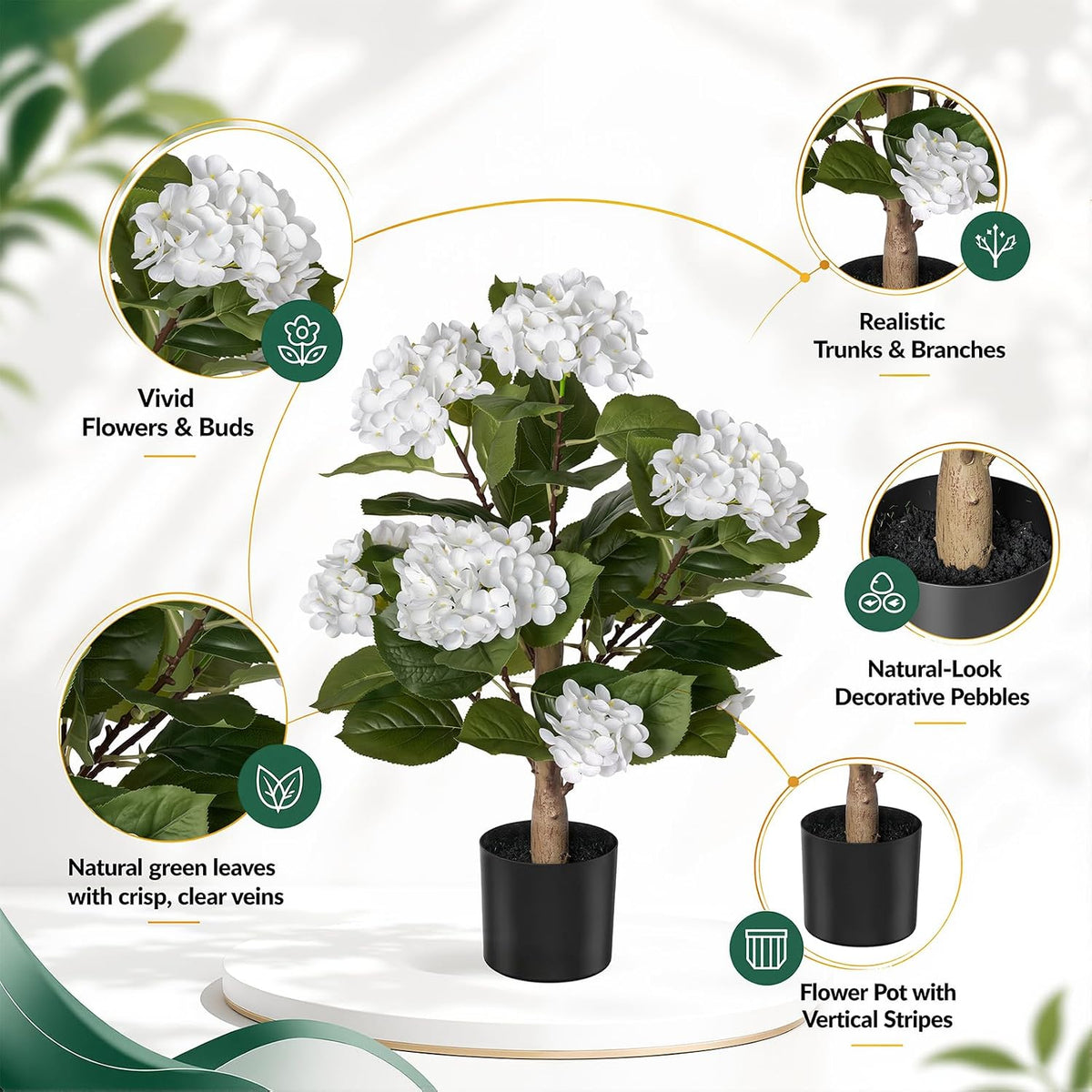 Rubber Tree 4.6 FT Artificial Magnolia Tree in Planter Pot, Faux Plants Indoor Faux Floor Plant Artificial Plants with 7 Pcs Calla Lily Flowers for Home Office Living Room Decor Indoor