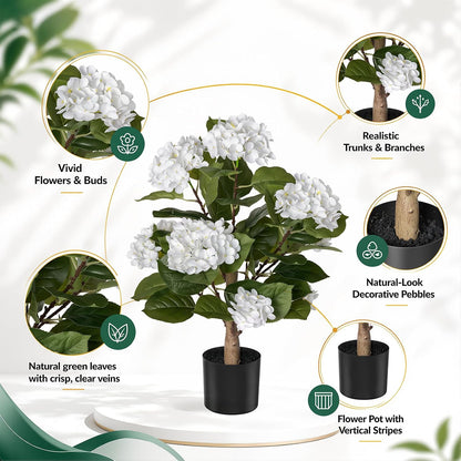 Rubber Tree 4.6 FT Artificial Magnolia Tree in Planter Pot, Faux Plants Indoor Faux Floor Plant Artificial Plants with 7 Pcs Calla Lily Flowers for Home Office Living Room Decor Indoor