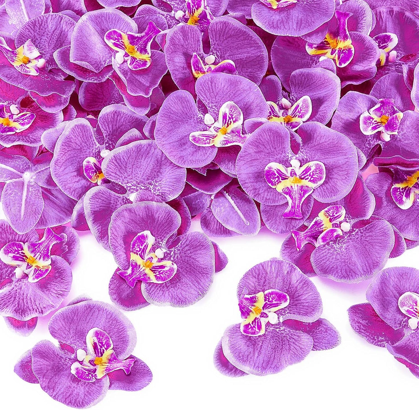 40 Pieces Orchid Petals Artificial Decorations Orchids Heads Flowers Faux Silk Phalaenopsis Butterfly Flower Heads for DIY Craft Home Wedding Party (Dark Purple)