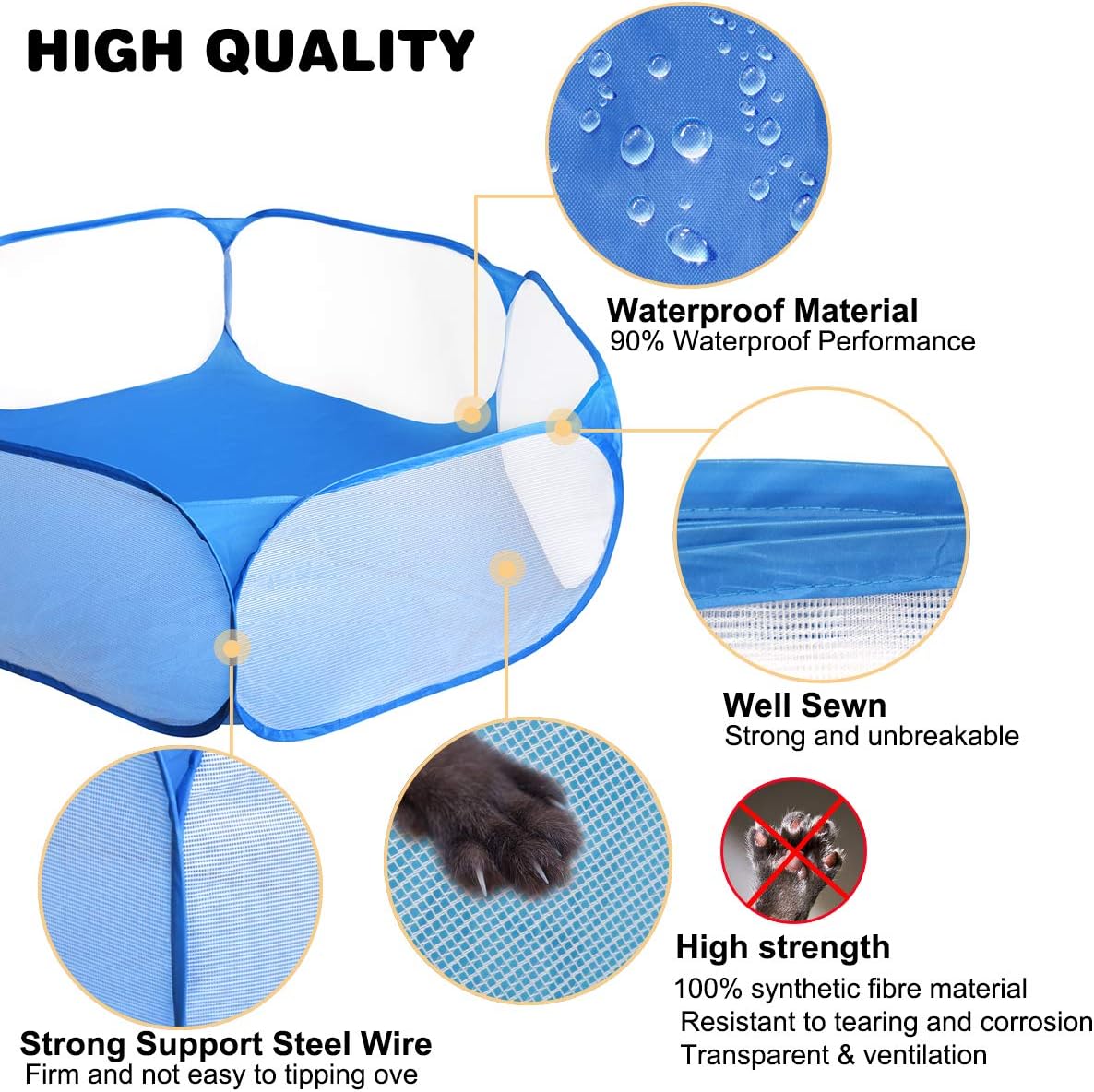 Guinea Pig Cage Rabbit Cage Indoor with Mat Playpen Perfect Size for Small Animal Pet Play Pen Easy to Clean Exercise Yard Fence Portable Tent for Hamsters, Chinchillas, Hedgehog, Puppy, Cats