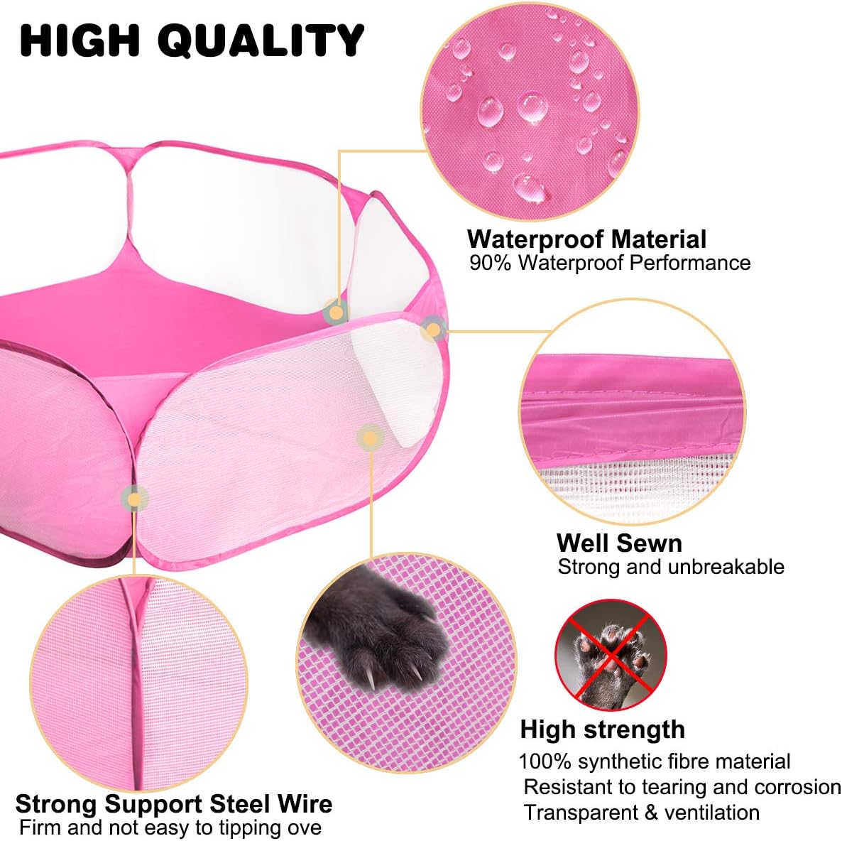 Guinea Pig Cage Rabbit Cage Indoor with Mat Playpen Perfect Size for Small Animal Pet Play Pen Easy to Clean Exercise Yard Fence Portable Tent for Hamsters, Chinchillas, Hedgehog, Puppy, Cats