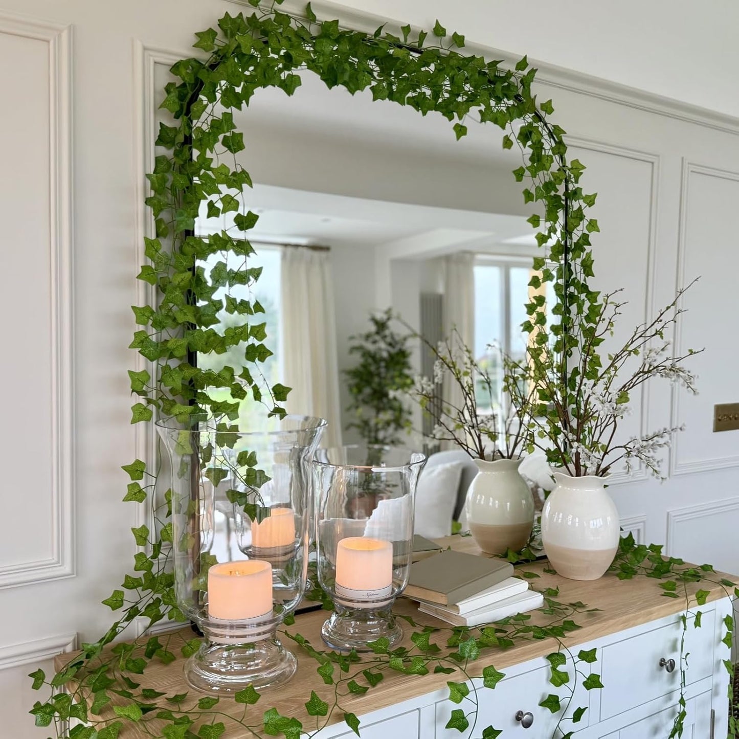 14 Pack 98Ft Artificial Ivy Garland,Ivy Garland Fake Vines UV Resistant Green Leaves Fake Plants Hanging Vines for Home Kitchen Wedding Party Garden Wall Room Decor
