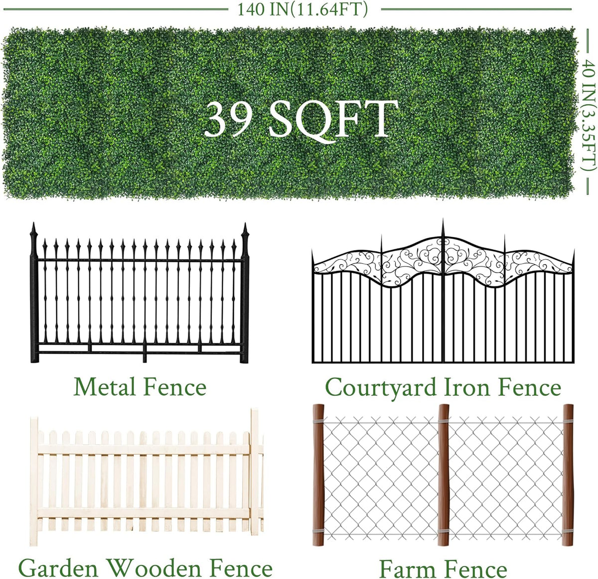 Artificial Ivy Privacy Fence Screen, 48"x120" (40 SQFT) 4-Layer Leaf