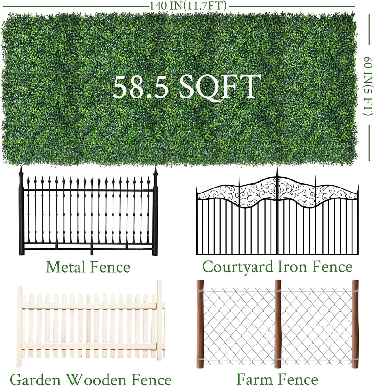 Artificial Ivy Privacy Fence Screen, 48"x120" (40 SQFT) 4-Layer Leaf