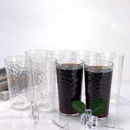 24-Ounce Plastic Tumbler Acrylic Drinking Glasses, Reusable Plastic Cups, Stackable, BPA-Free, Shatter Proof, Dishwasher Safe, Set of 8 (Yellow)