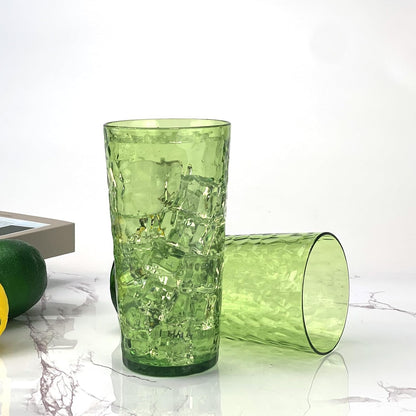 24-Ounce Plastic Tumbler Acrylic Drinking Glasses, Reusable Plastic Cups, Stackable, BPA-Free, Shatter Proof, Dishwasher Safe, Set of 8 (Yellow)
