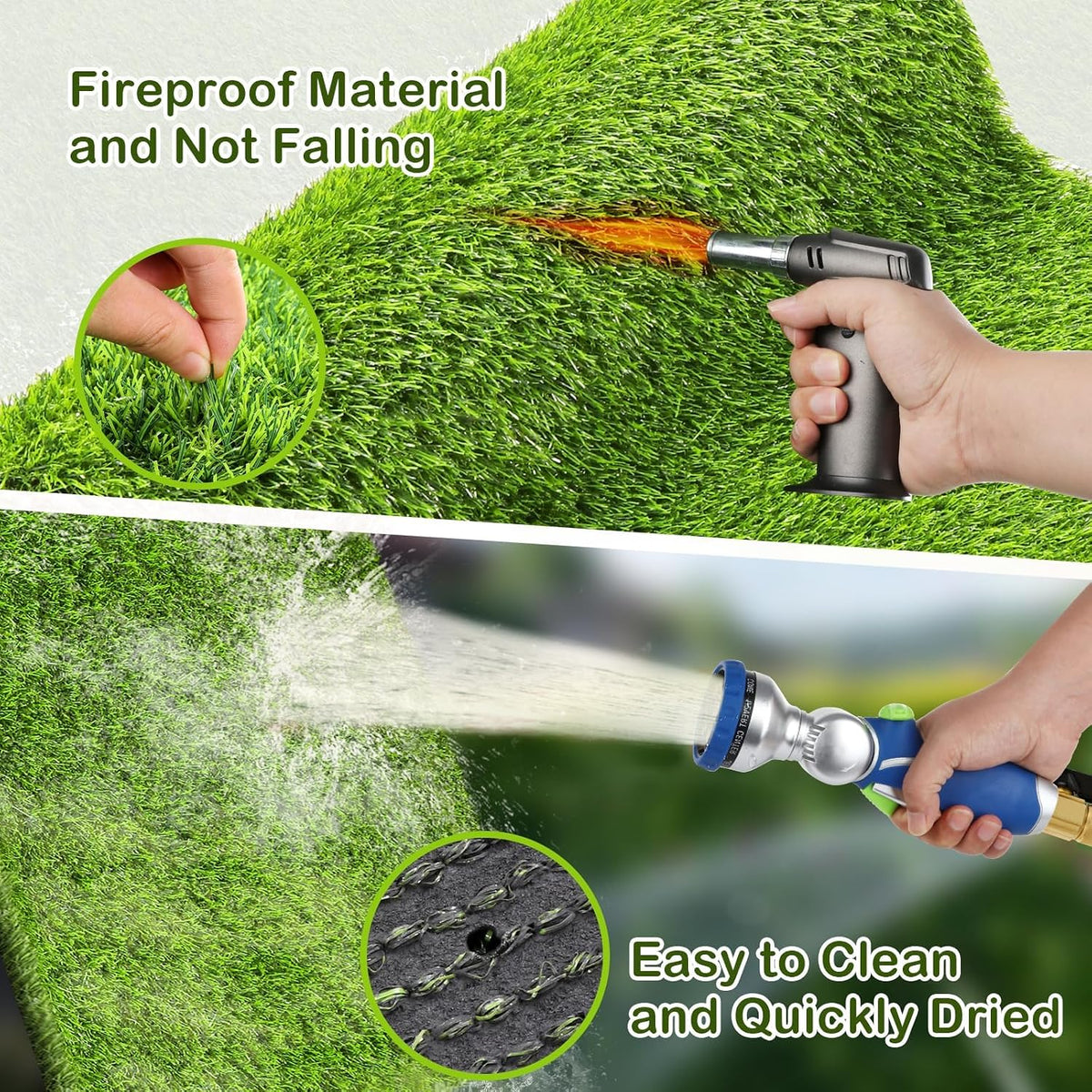 Artificial Grass, 39.4" x 19.7" Reusable Grass Patch for Dogs, Fake Grass Mat for Balcony/Indoor/Outdoor, Washable Pet Training Turf with Drainage Holes, Easy to Clean