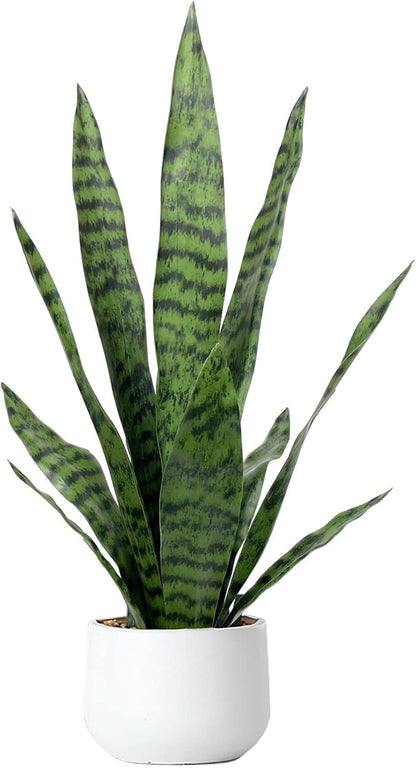 Artificial Snake Plant 22.5" Faux Agave Fake Sansevieria Artificial Potted Plants for Indoor and Outdoor Home Office Décor
